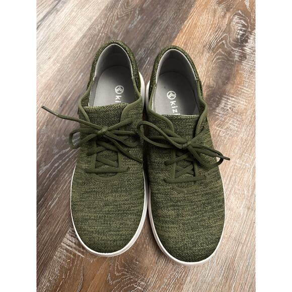 Kizik Madrid Eco Knit Mens Shoes - Olive Green Hands Free Sneakers - Sz: 10 - Picture 2 of 6